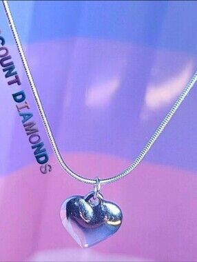 Heart Shaped Pendant Necklace on 925 Stainless Steel